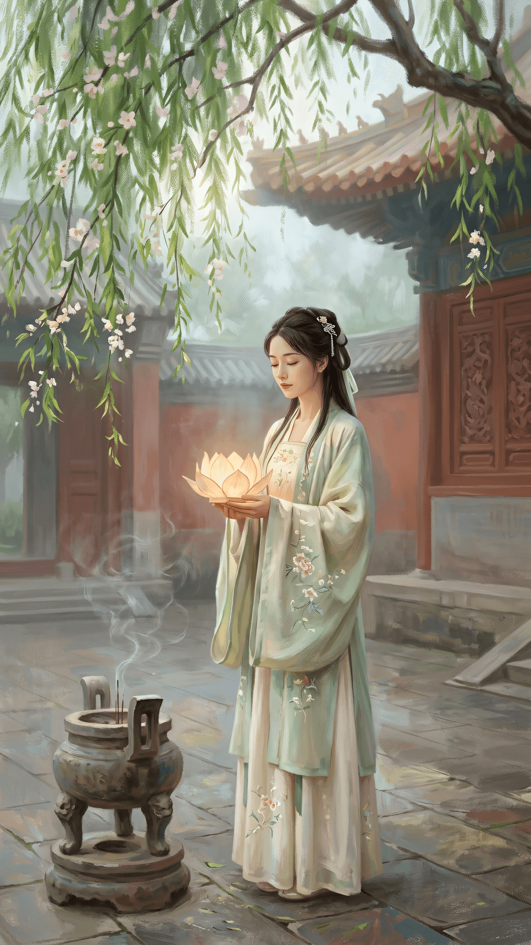劫火烧残尘世梦,春风吹绿旧时山。若明当下清凉意,何处硝烟不化莲。