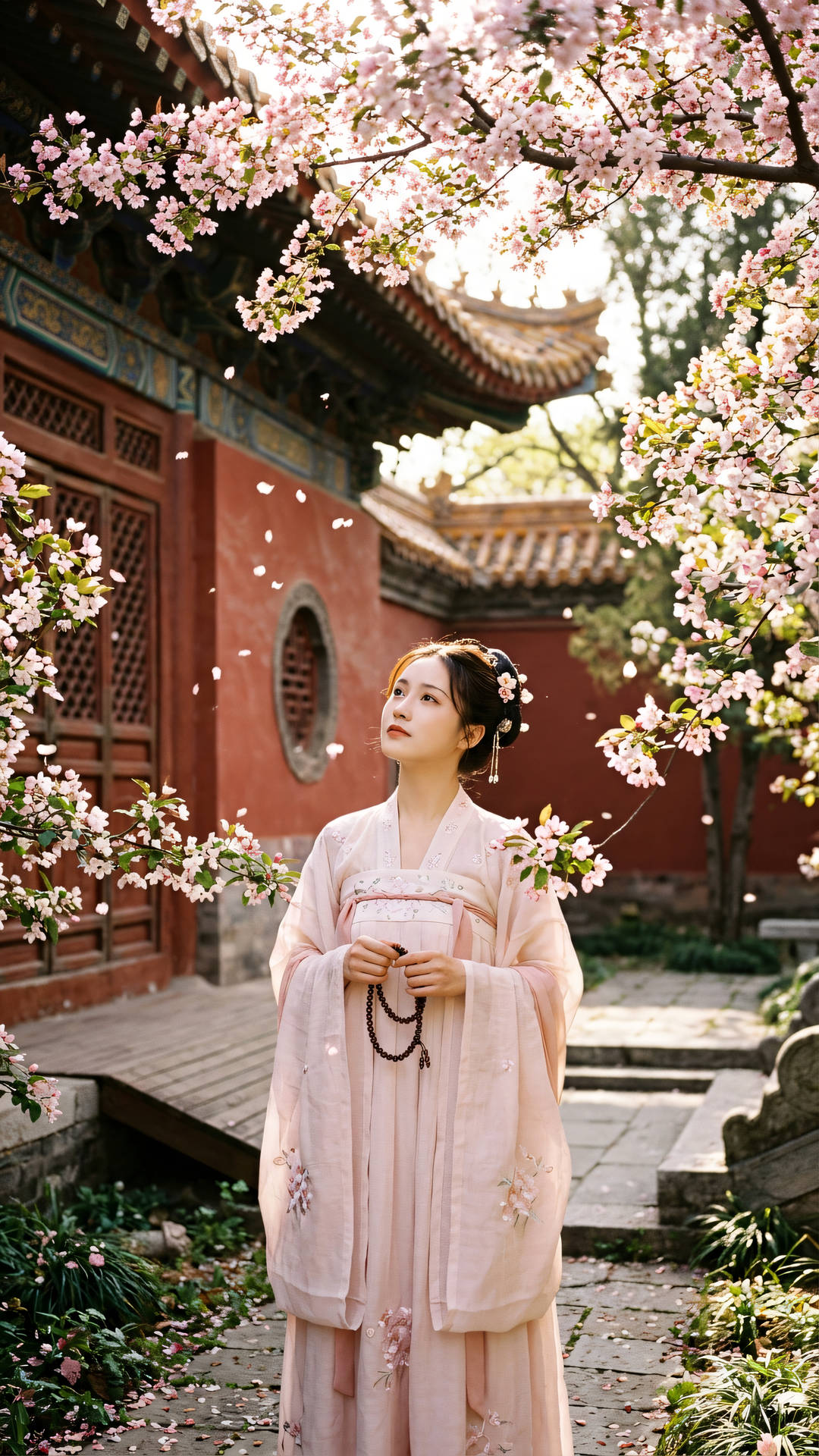 棠梨花映北海波,去来如幻奈若何。莫向境中寻真实,且看春意满娑婆。