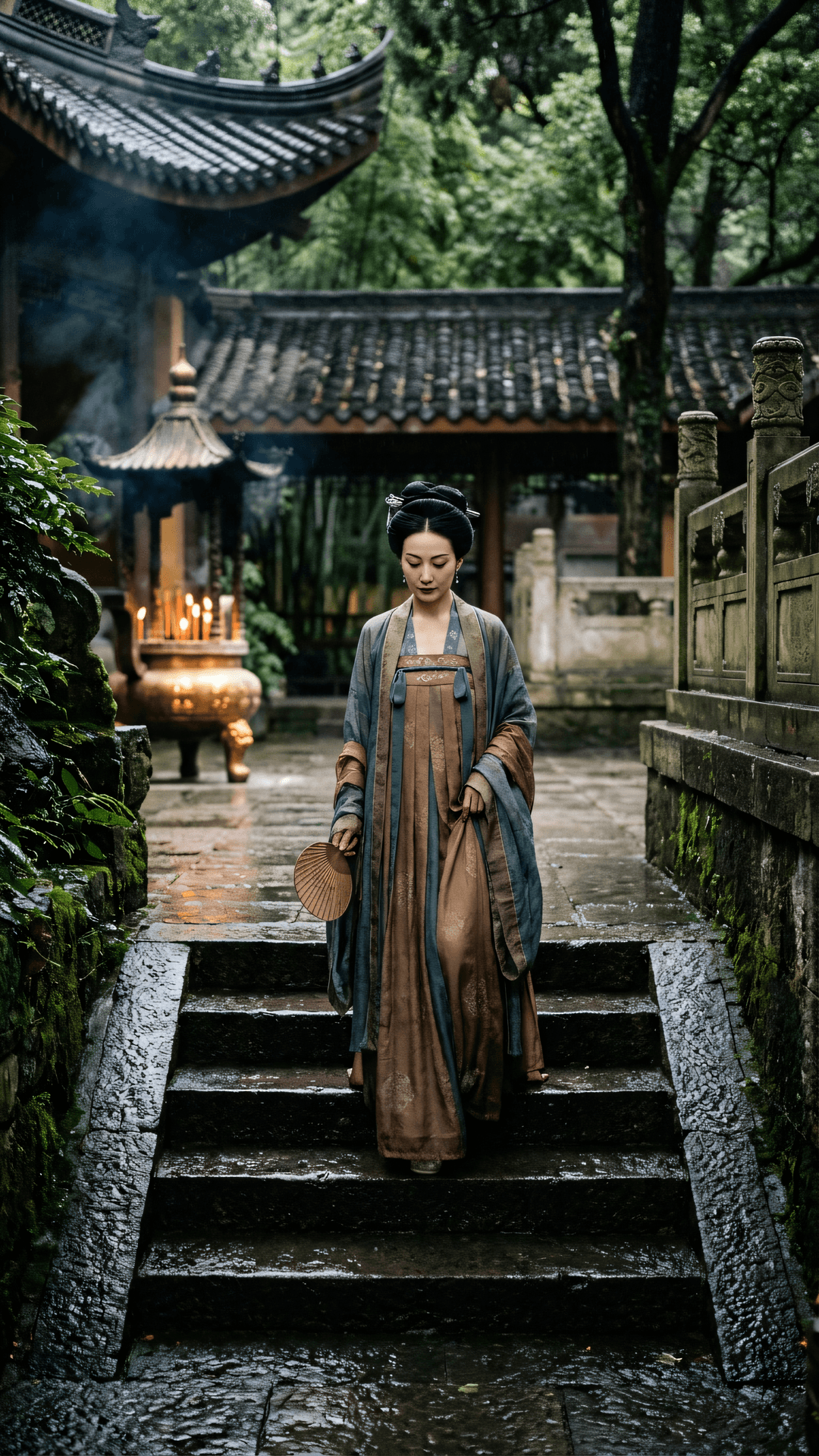 世间纷扰总如烟,雨后空山意自闲。莫向纷华寻解脱,慈悲一念定波澜。