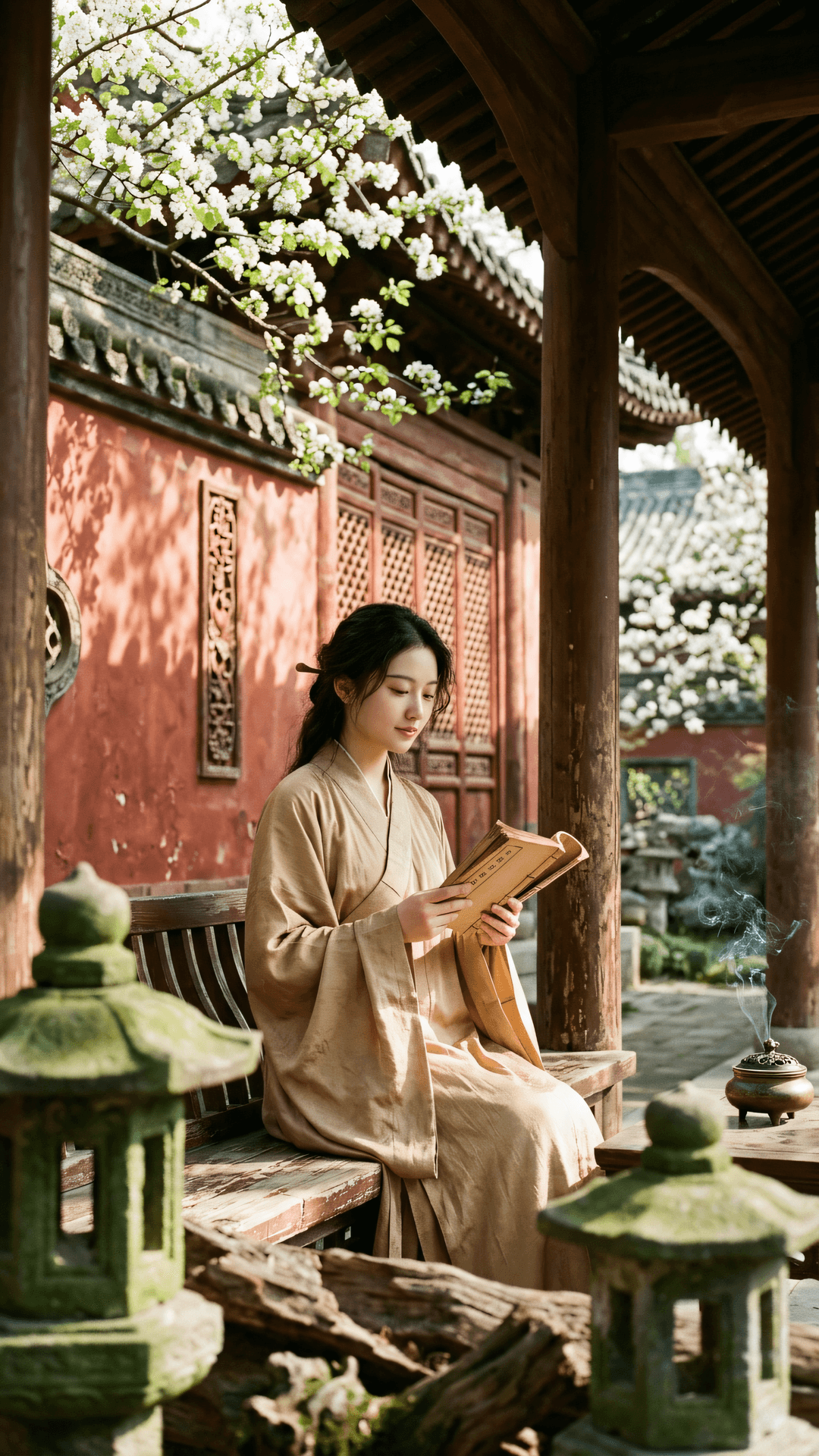 万卷经书何处觅,春风笔底现心香。一花一叶皆般若,不向红尘向法航。