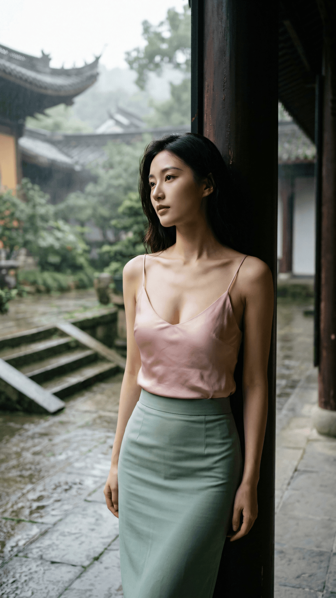 雨后长空心自远,何须执意满乾坤。当下清凉境,莫寻旧梦痕。